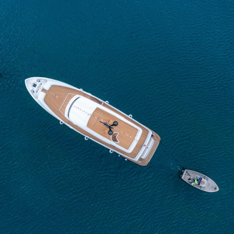 Aerial View Of Custom Line Motor Yacht MRS G