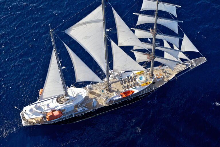 Aerial View Of The Sailing Yacht