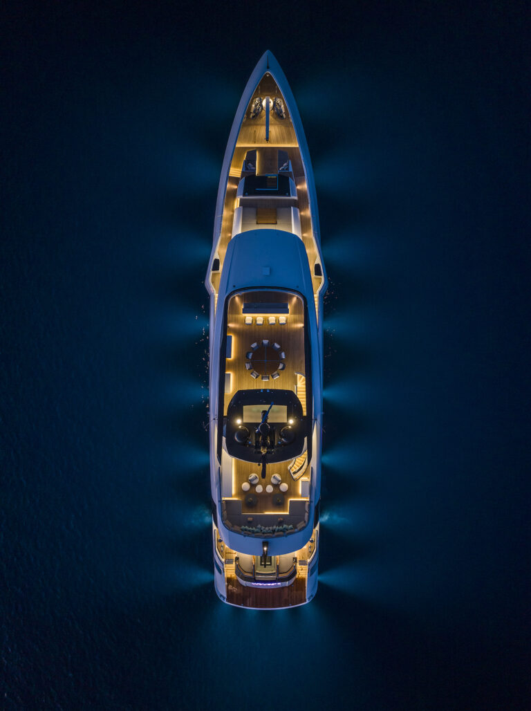 Aerial View Of The Yacht By Night