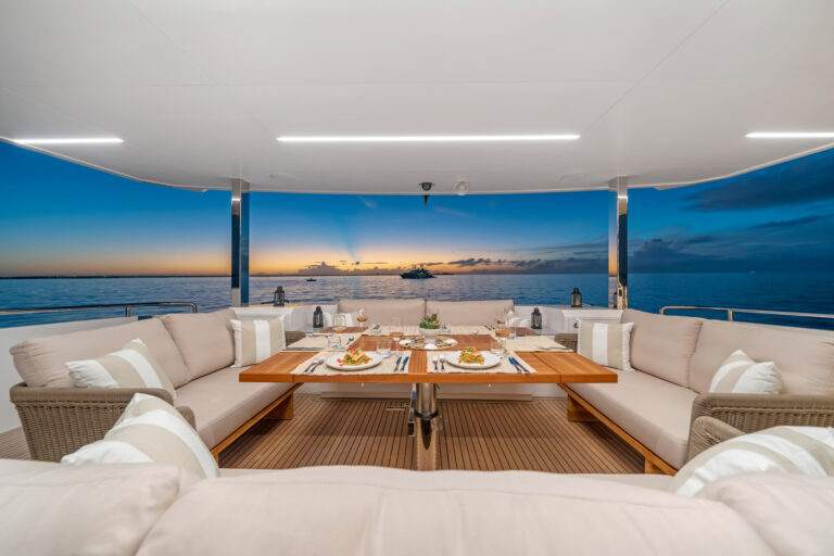 Aft Deck Dining At Sun Set
