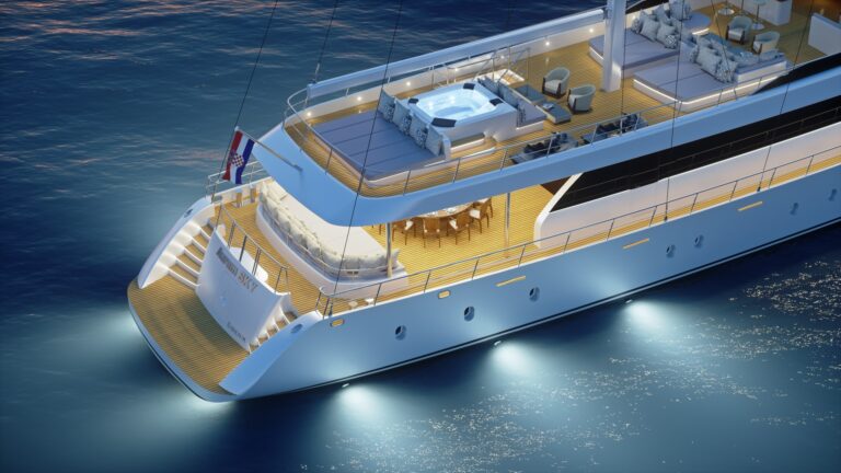 Aft Deck Lit In The Evening