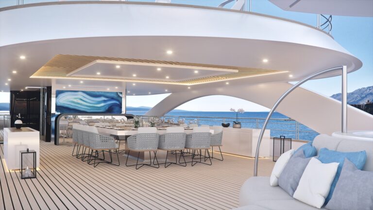 Alfresco Dining Set Up On Sun Deck