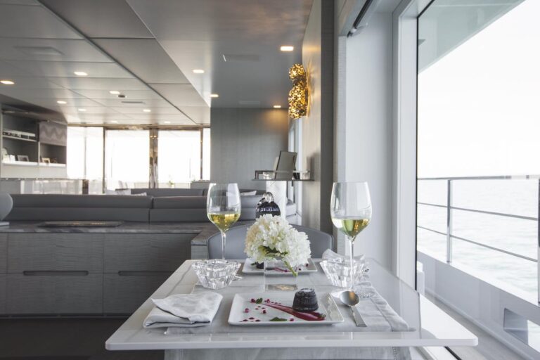 Beautiful Main Saloon Dining Set Up For Two