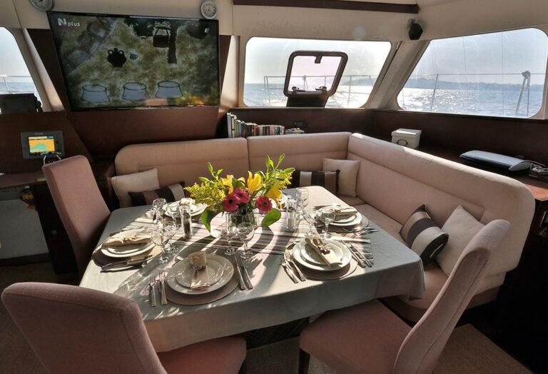 Charter Catamaran Anassa Interior Dining