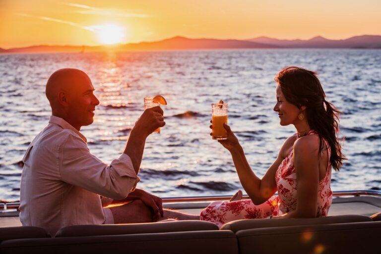 Enjoying Drinks At Sunset