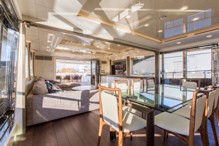 Salon with open plan dining