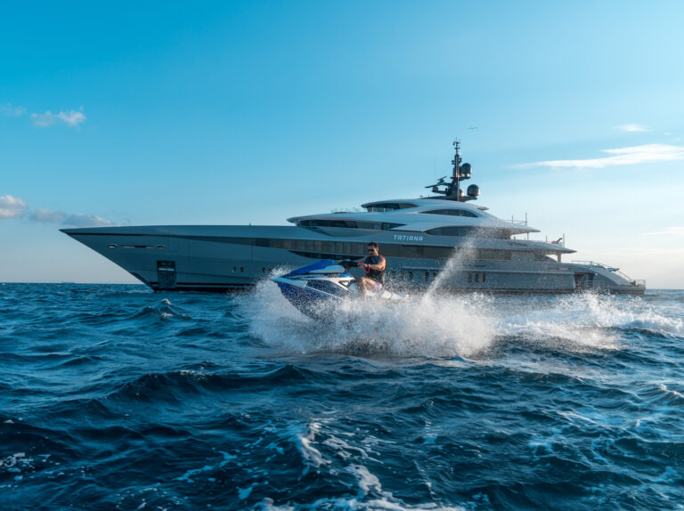 Jetski Running Next To The Superyacht