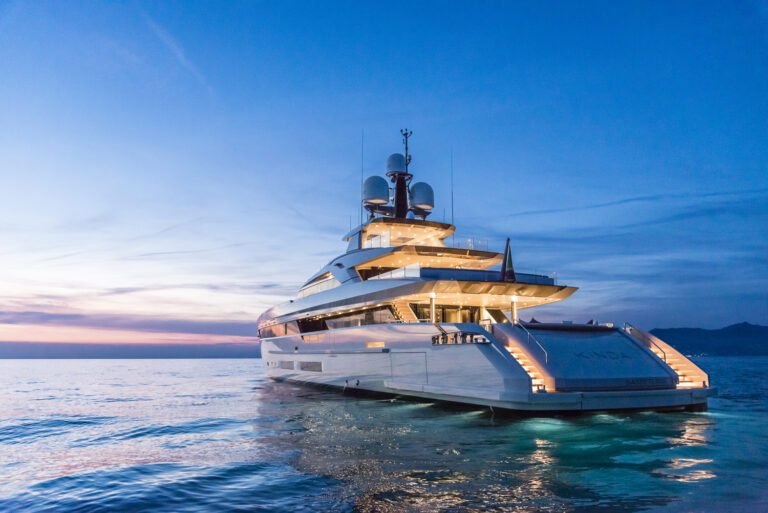 Luxury Yacht KINDA At Sunset