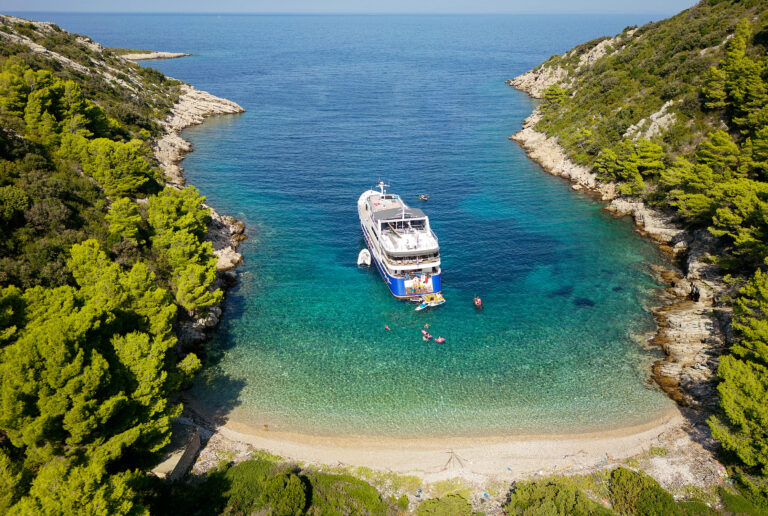 Private Beach With A Yacht