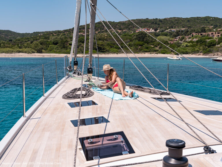 Relaxing With A Book On Yacht