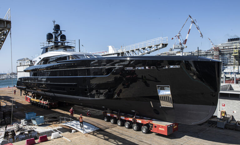 Superyacht OLOKUN At Shipyard Ready To Be Launched Onto The Water