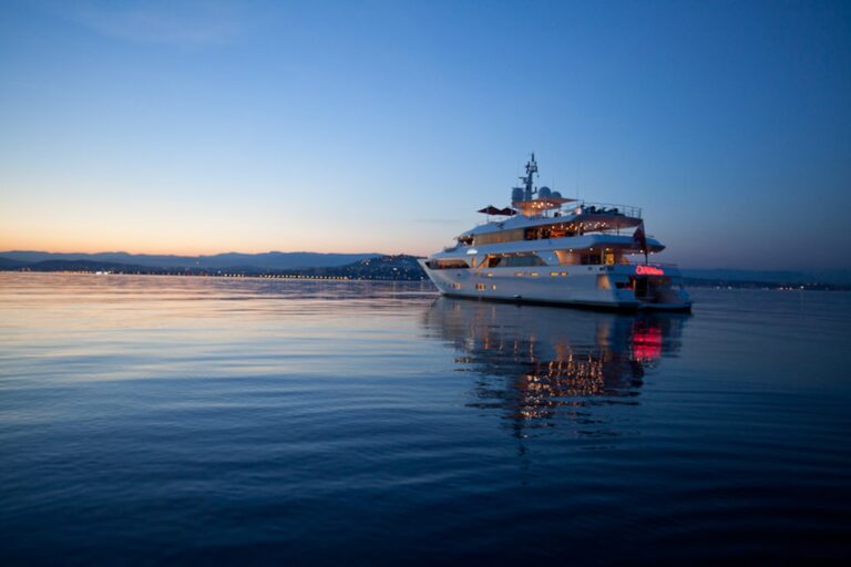 Superyacht At Sunset