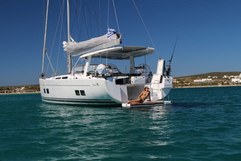 Woman On Sail Boat Swim Platform