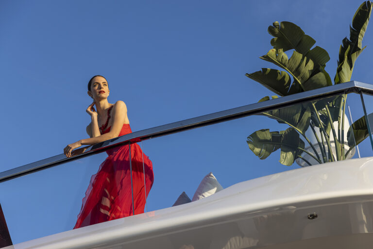 Yacht And Woman With Red Dress - Lifestyle
