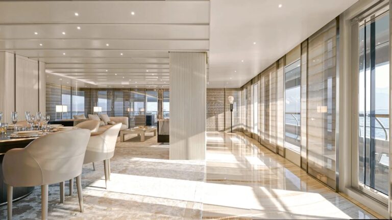 Interior Dining Area With Huge Glased Walls