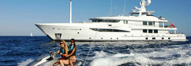 Superyacht with jetskis