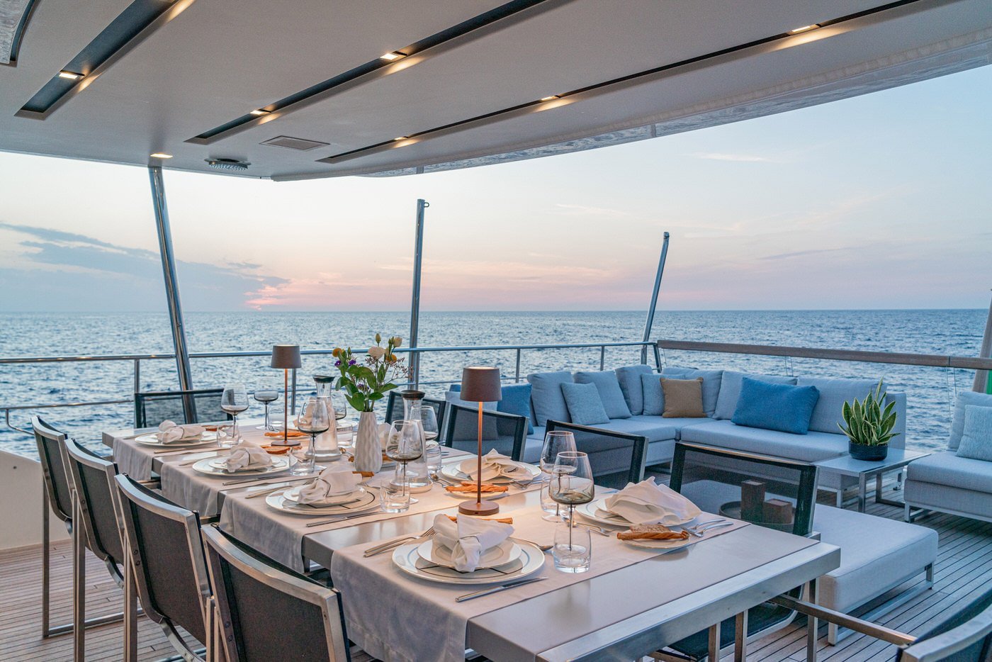 208 Sun deck dining table - set for dinner.jpg
