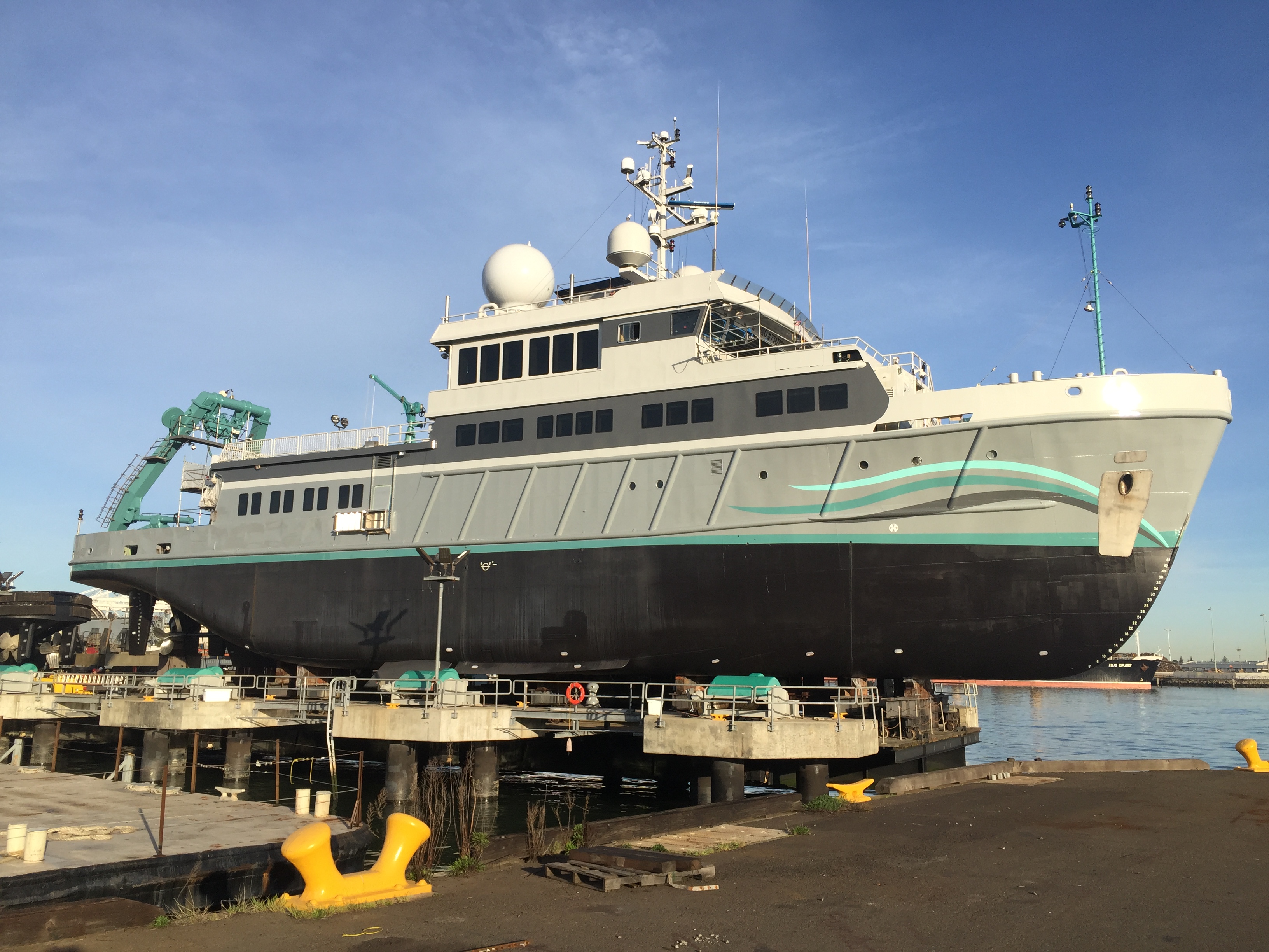 56m expedition yacht at the time of her relaunch after refit at Diverse Projects .jpg