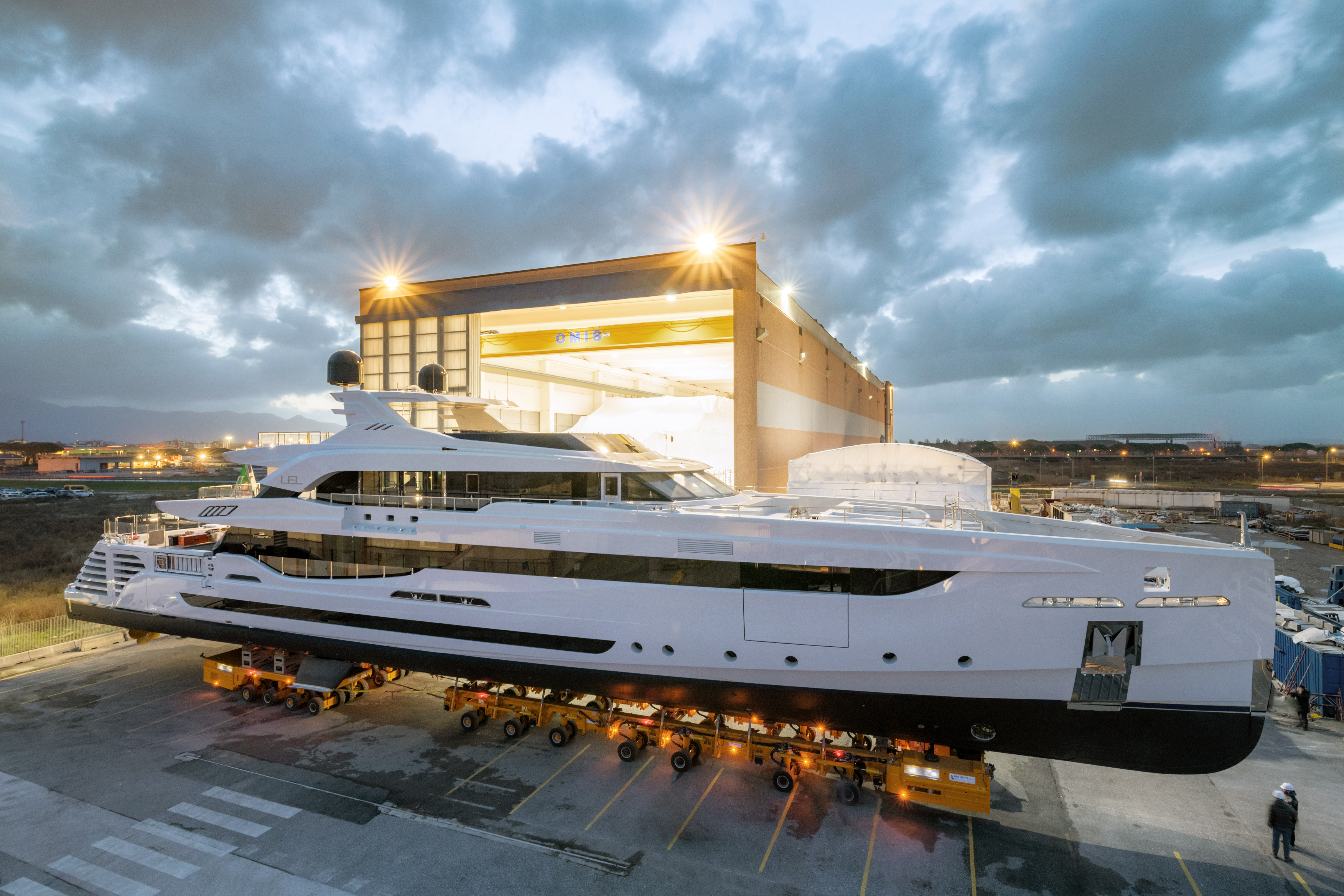 Luxury yacht LEL getting ready for launch ceremony.jpg
