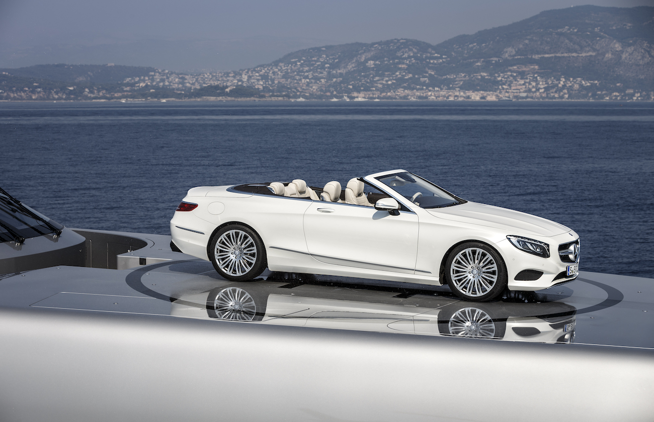Mercedes S-Class Convertible car on board mega yacht.jpg