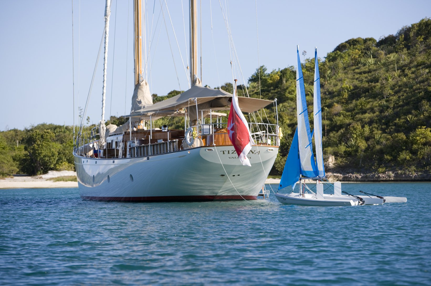 Yacht TIZIANA by Abeking & Rasmussen & Sparkman & Stephens - Anchored in the Caribbean with sailing dingeys.jpg
