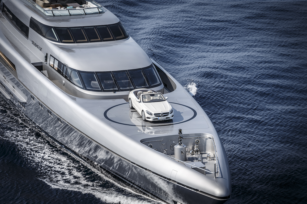 bow of the 77m superyacht with Mercedes S-Class Convertible.jpg