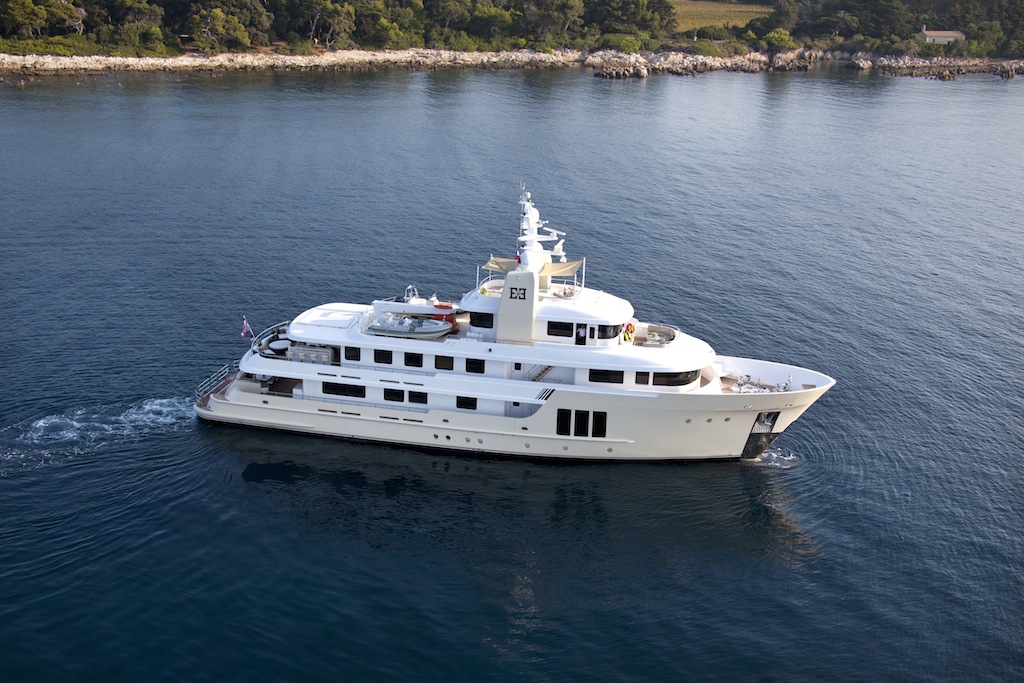 Aerial shot of the charter yacht E&E (ex Jasmin II) available for luxury yacht charters.jpg