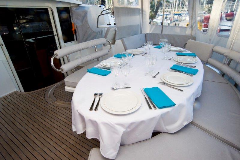 Luxury catamaran WHY NOT - cockpit dining.jpg