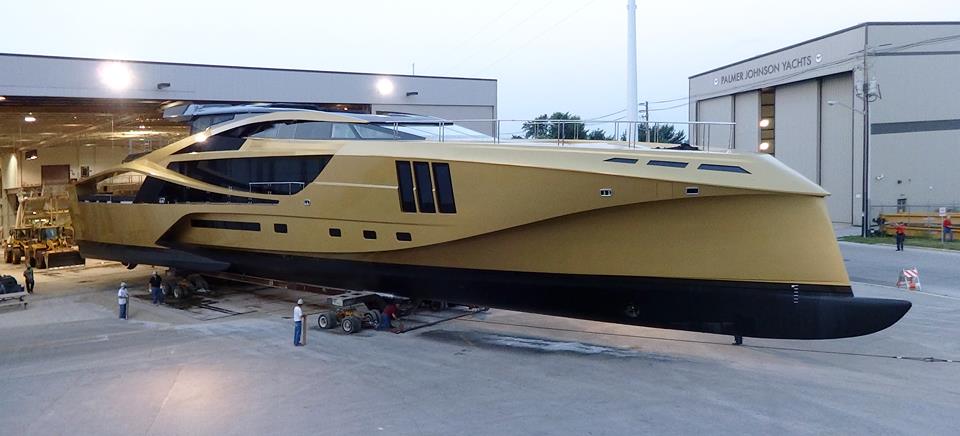 New Palmer Johnson 48M SuperSport Yacht leaving her shed.jpg