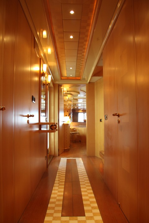 wood panelling details in the foyer