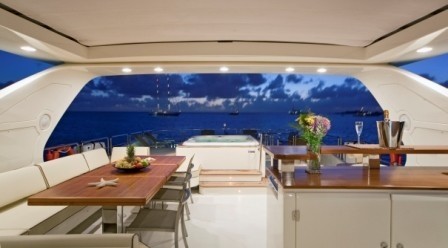 Evening: Yacht ANDREIKA's Sun Deck Pictured