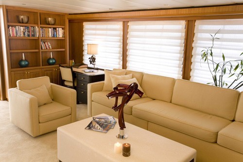Portside Saloon Including Work Desk Aboard Yacht SILENT WORLD II