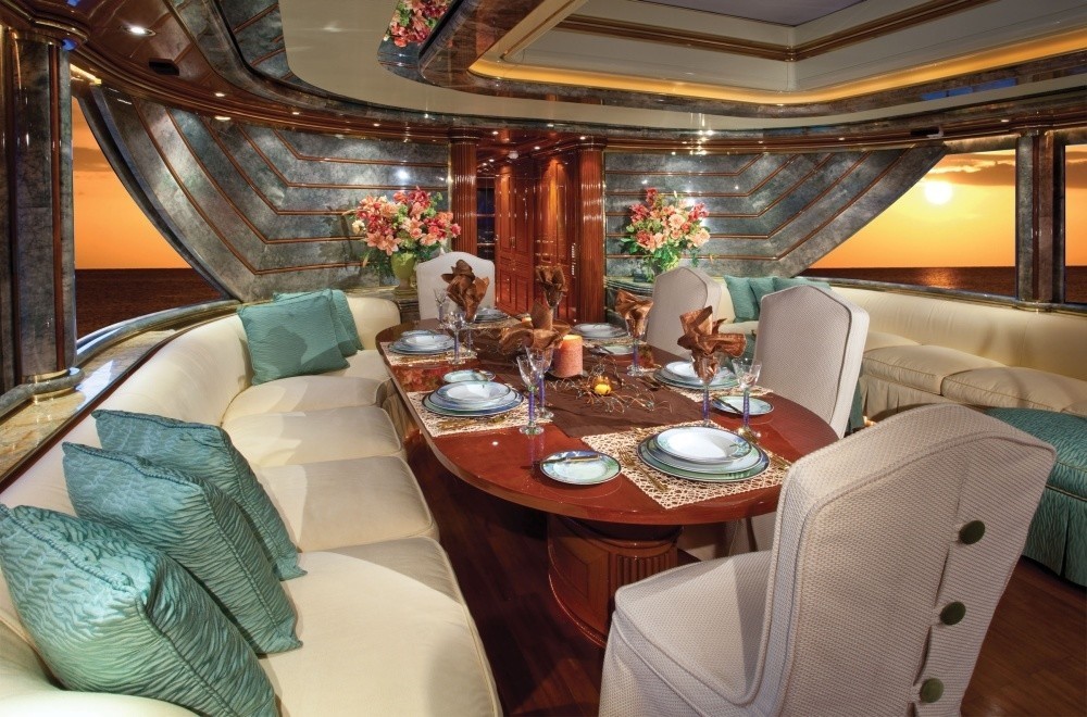 Top Deck Eating/dining With Saloon On Board Yacht AQUALIBRIUM