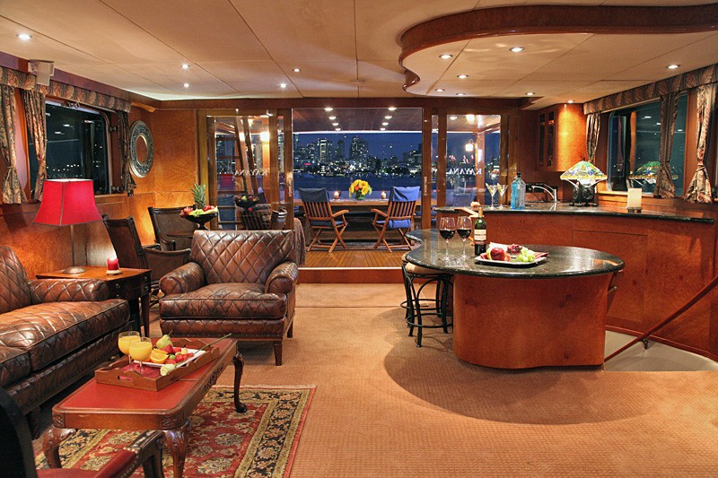 Saloon With Drinks Bar On Board Yacht KAYANA
