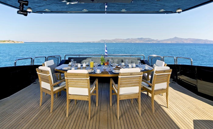 Aft Deck Eating/dining Aboard Yacht O'PATI