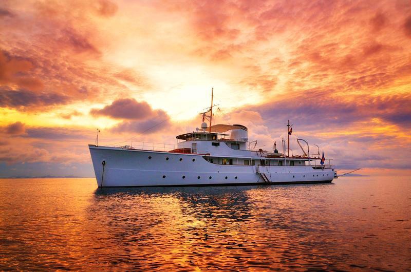 Sunset Dusk Overview On Yacht CALISTO