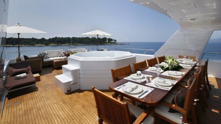 Upper Deck Eating/dining On Board Yacht DAYDREAM