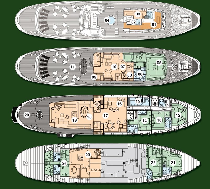 Deck Plans / Map Aboard Yacht ARIETE PRIMO