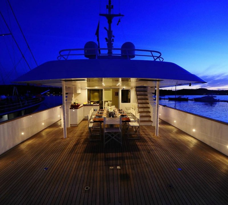 Sun Deck With Eating/dining Aboard Yacht BERZINC