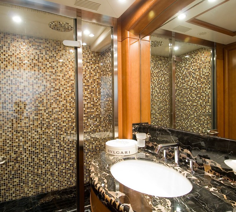 His Bath Aboard Yacht BLUE VISION