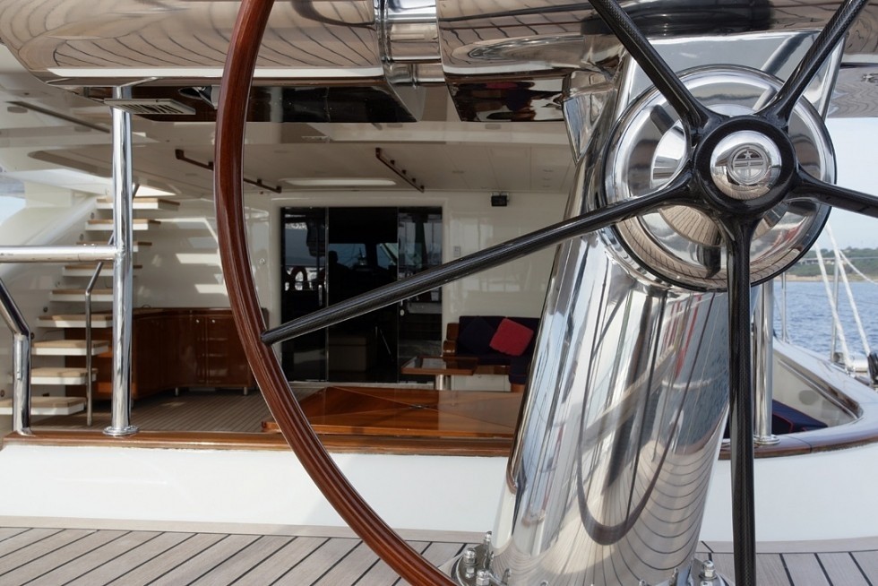 Helm Aboard Yacht HERITAGE