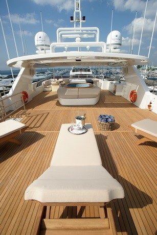 Sunshine Lounging With Jacuzzi Pool On Board Yacht TATIANA
