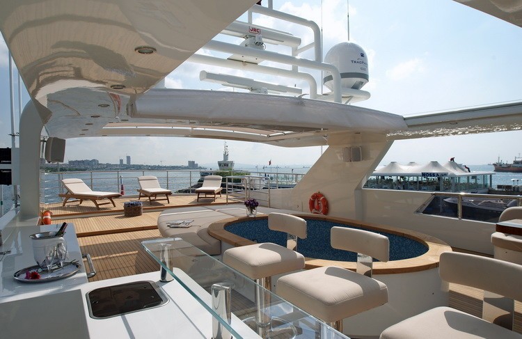 Drinks Bar With Jacuzzi Pool Aboard Yacht TATIANA