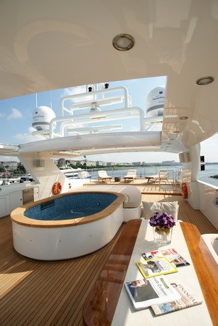 Jacuzzi Pool Upon Sun Deck On Yacht TATIANA
