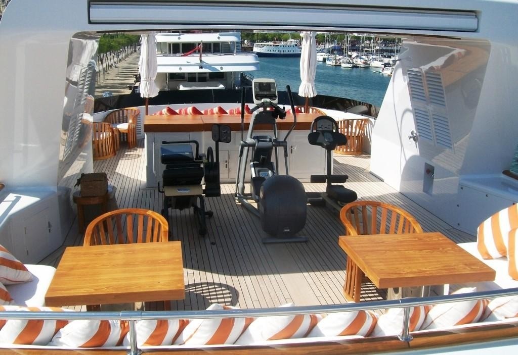 Sun Deck Gymnasium On Board Yacht TUGATSU