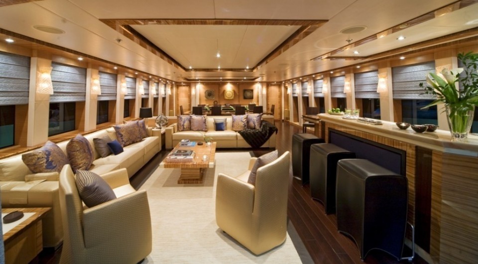 Saloon With Drinks Bar On Board Yacht HOKULANI