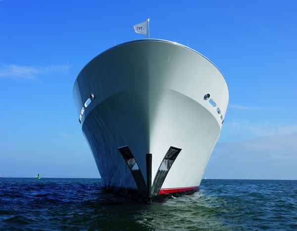 Low: Yacht KATYA's Ship's Bow Pictured