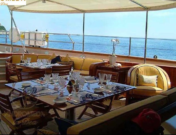 Aft Deck Eating/dining On Board Yacht ANDROMEDA LA DEA