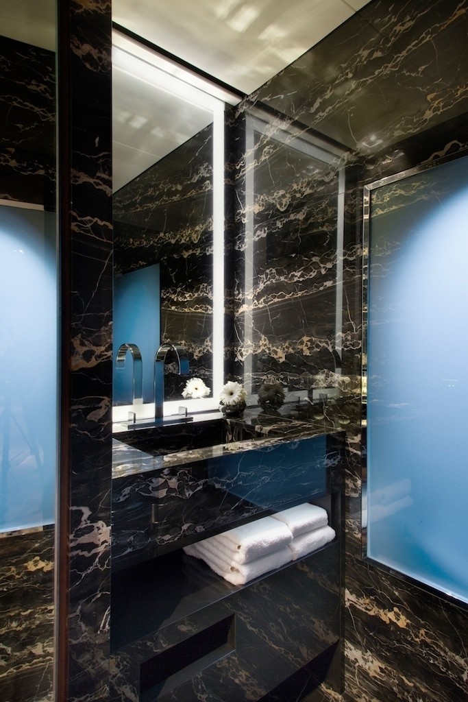 Wash Basin: Yacht ODESSA's Guest's Bath Pictured