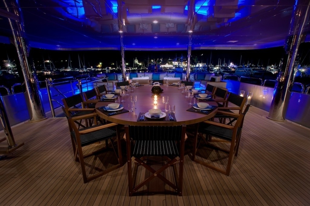 Evening: Yacht ODESSA's External Eating/dining Image